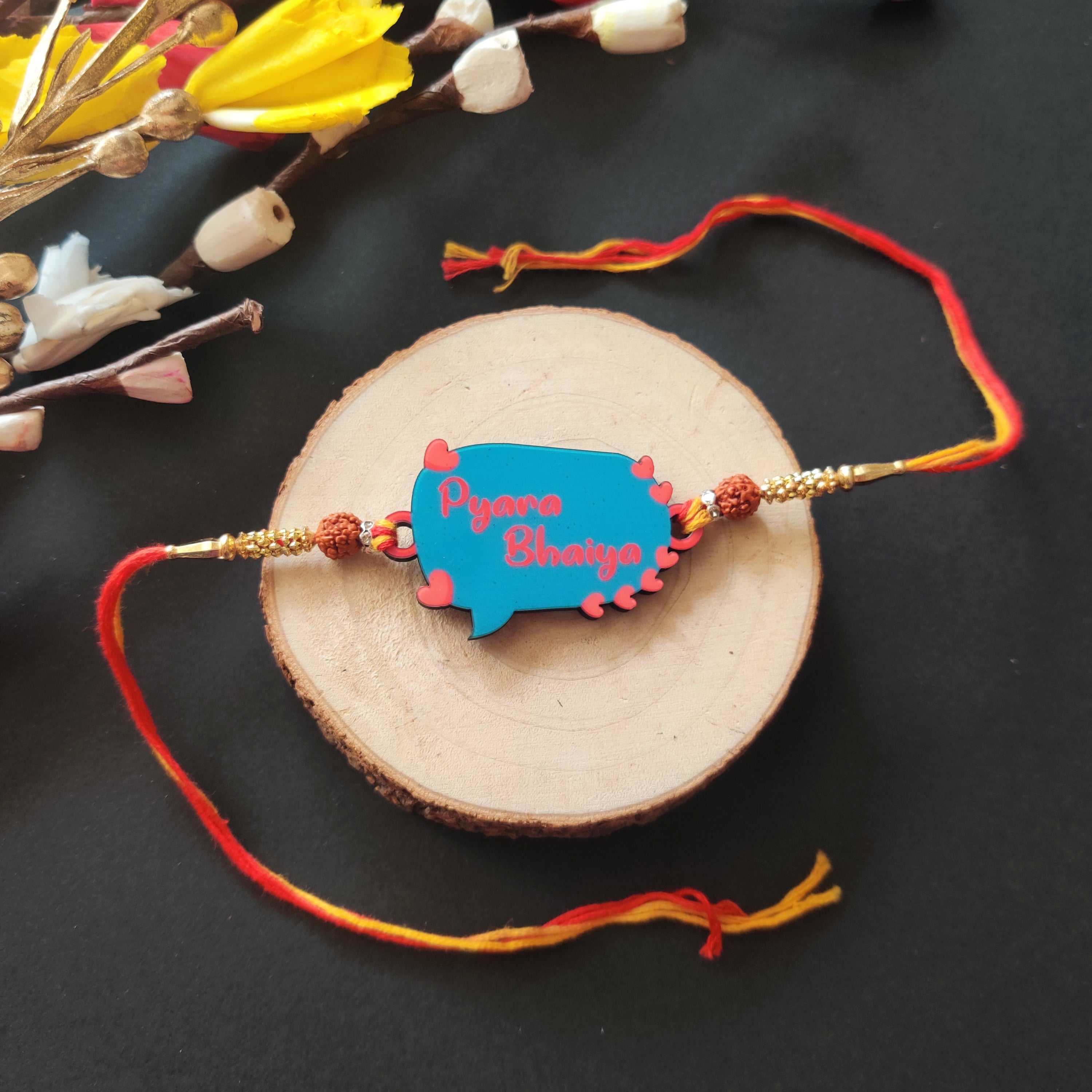 Indianvibez Pyara Bhai Wooden Rakhi with Rudraksha Thread, Rakhi for Brother - Kids Rakhi - Distacart
