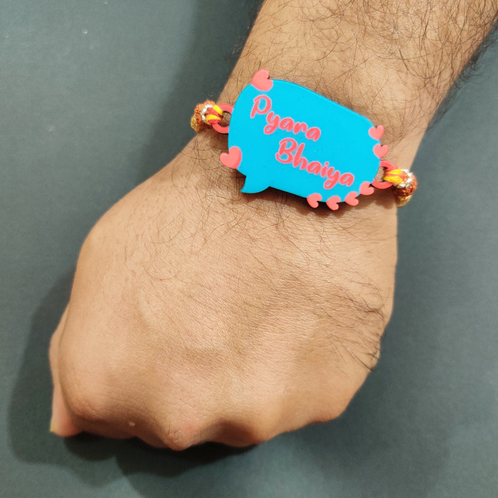 Indianvibez Pyara Bhai Wooden Rakhi with Rudraksha Thread, Rakhi for Brother - Kids Rakhi - Distacart