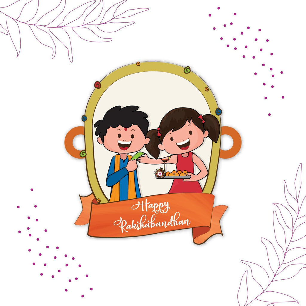 Indianvibez Happy Rakshabandhan Wooden Rakhi with Rudraksha, Traditional Rakhi for Brother, Shop India - Kids Rakhi