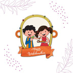 Indianvibez Happy Rakshabandhan Wooden Rakhi with Rudraksha, Traditional Rakhi for Brother, Shop India - Kids Rakhi