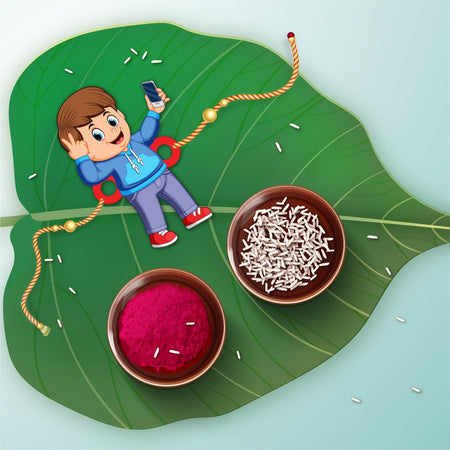 Indianvibez Selfie Wala Bhai Rakhi, Wooden Rakhi for Brother - Kids Rakhi