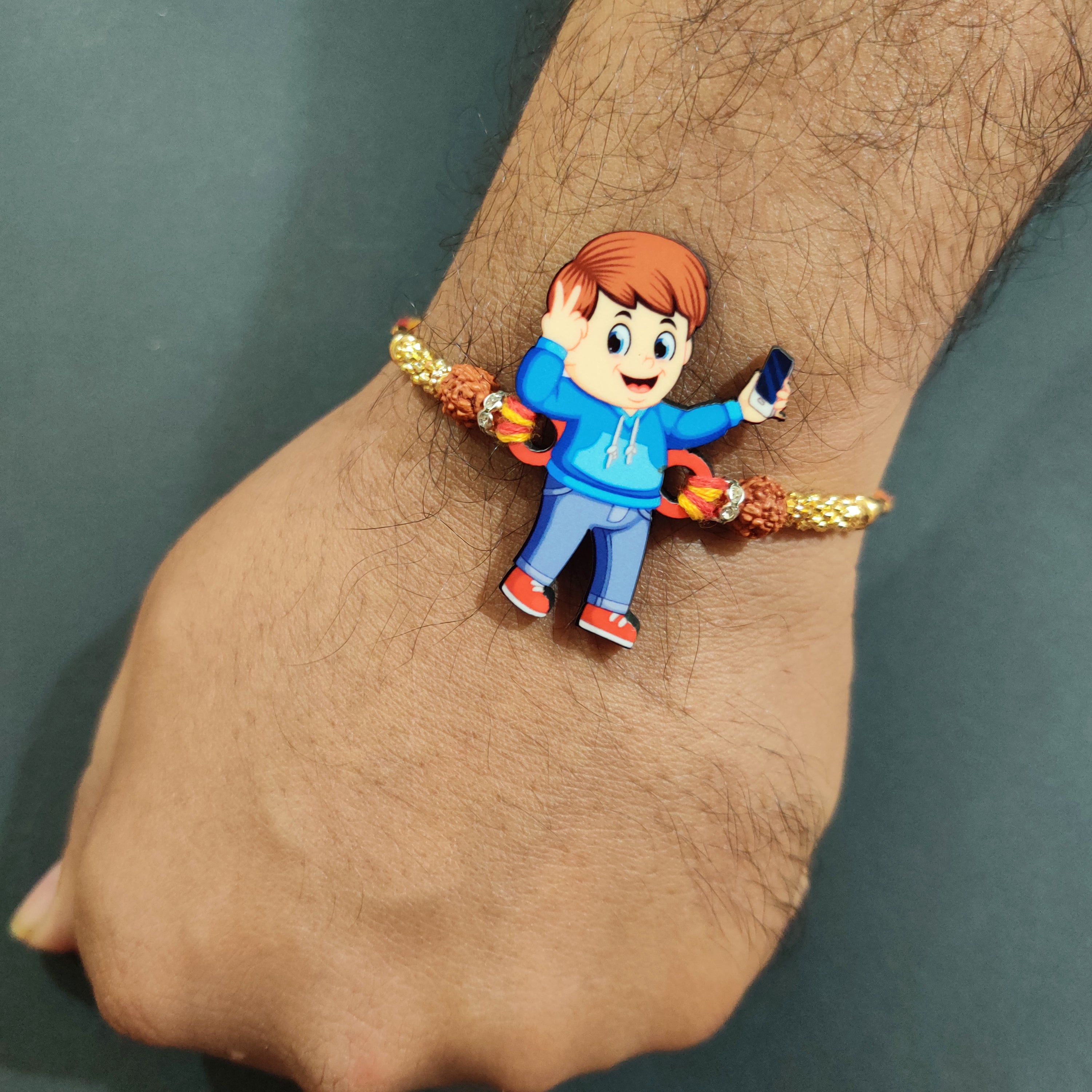 Indianvibez Selfie Wala Bhai Rakhi, Wooden Rakhi for Brother - Kids Rakhi