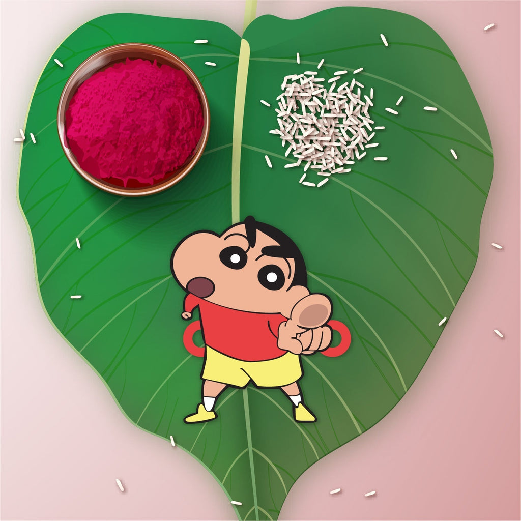 Indianvibez Shinchan Wooden Rakhi with Rudraksha, Funny Rakhi for Brother, Shop India - Kids Rakhi