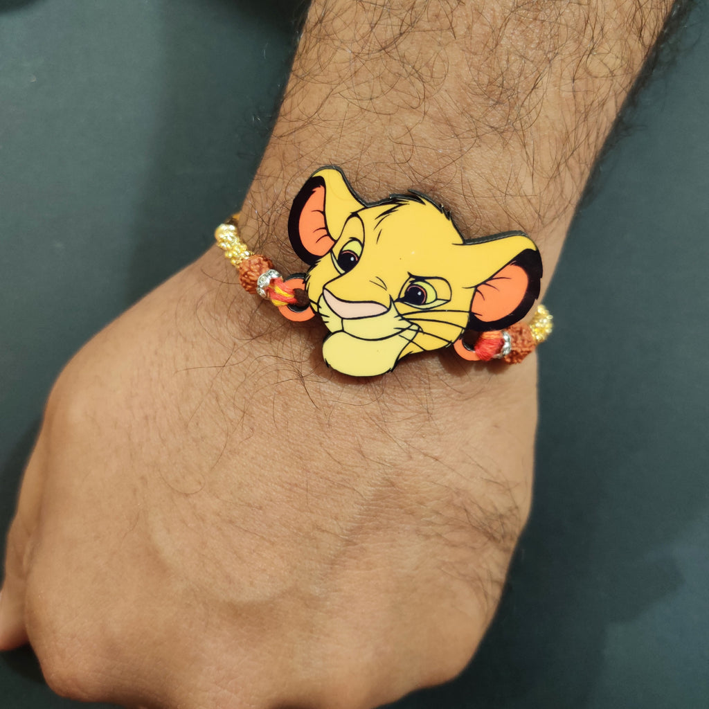 Indianvibez Simba Wooden Rakhi with Rudraksha, Lion King Rakhi for Bro, Shop India - Kids Rakhi - Distacart