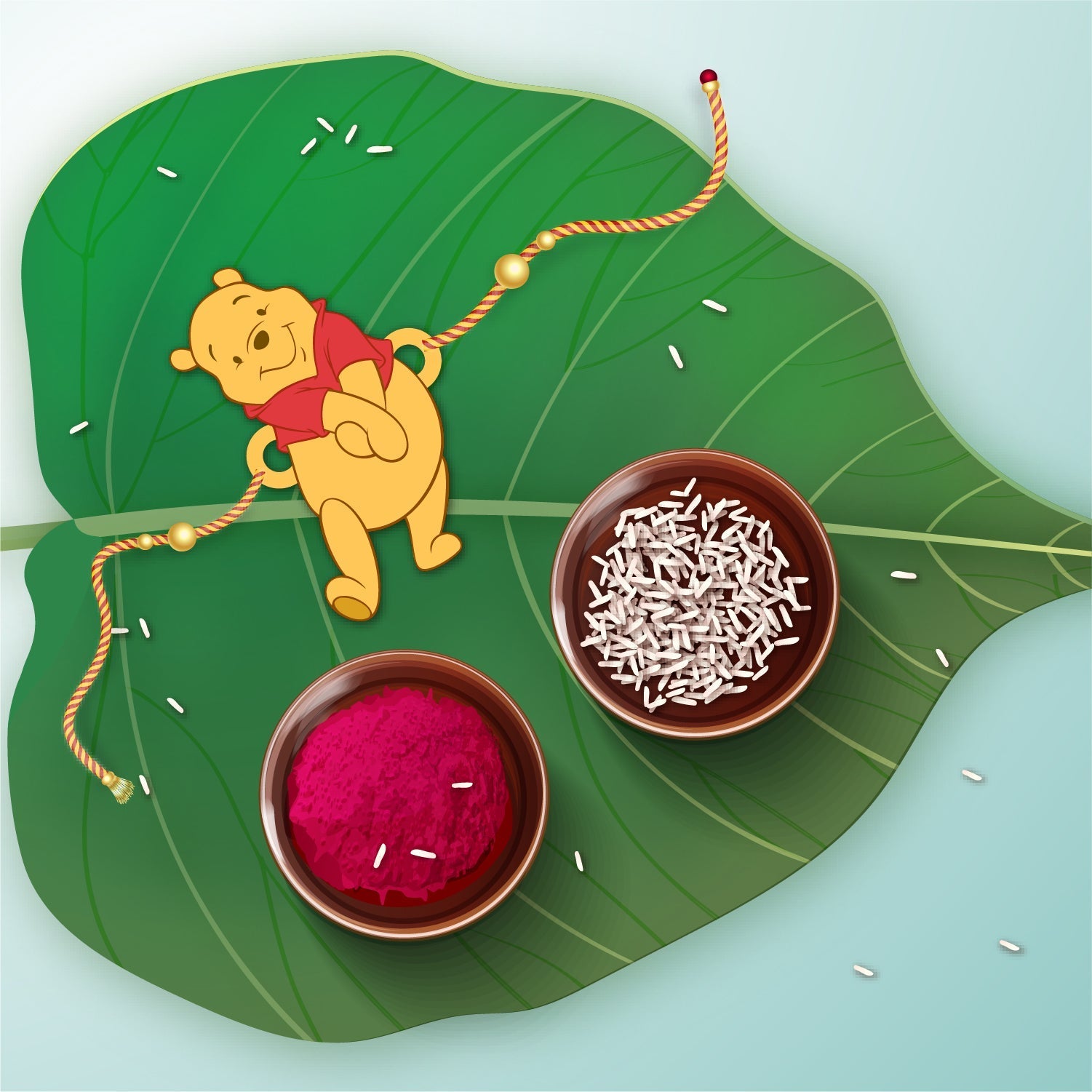 Indianvibez Winnie Pooh Wooden Rakhi with Rudraksha, Cute Rakhi for Brother, Shop India - Kids Rakhi - Distacart