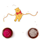 Indianvibez Winnie Pooh Wooden Rakhi with Rudraksha, Cute Rakhi for Brother, Shop India - Kids Rakhi - Distacart