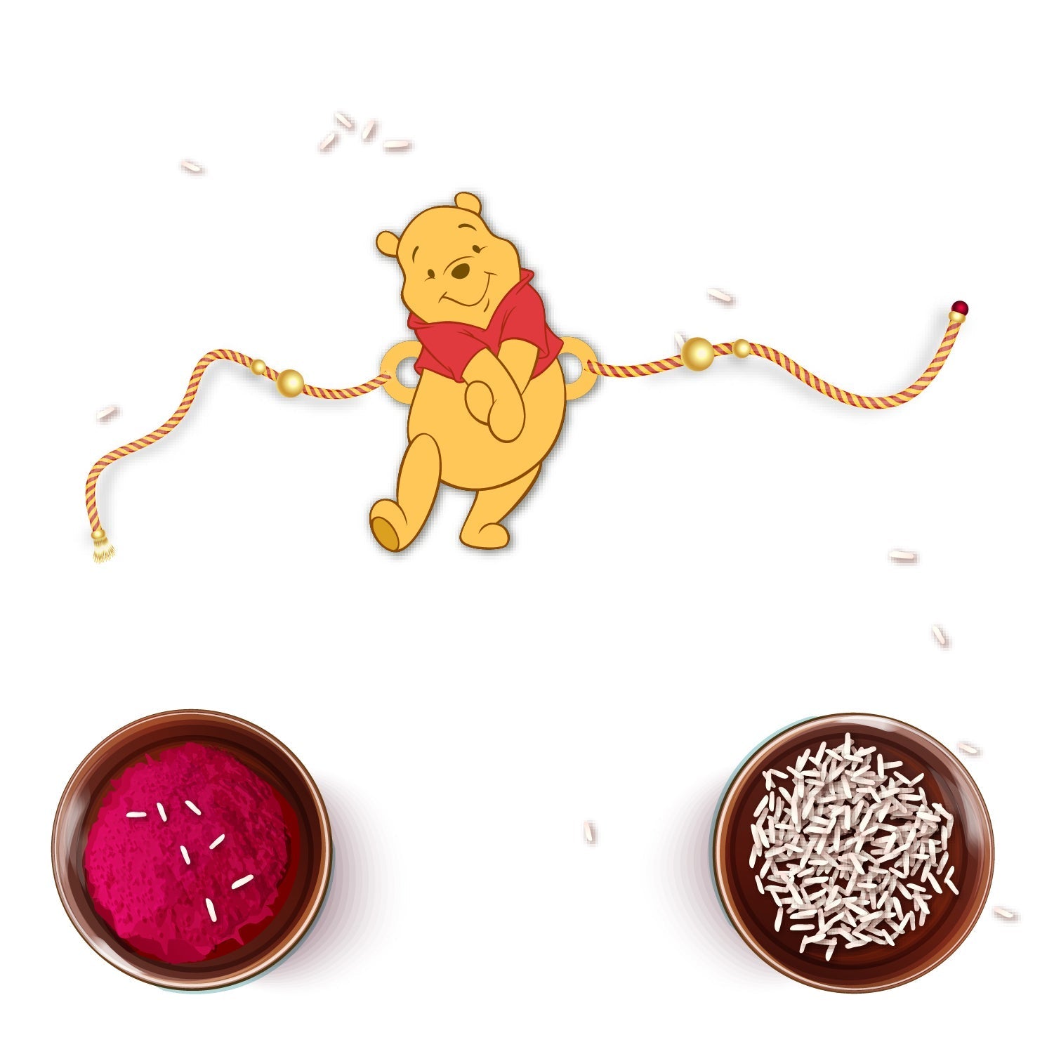 Indianvibez Winnie Pooh Wooden Rakhi with Rudraksha, Cute Rakhi for Brother, Shop India - Kids Rakhi - Distacart