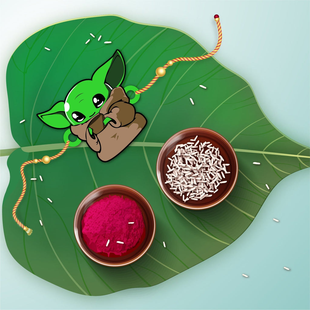 Indianvibez Yoda Wooden Rakhi with Rudraksha, Star Wars Rakhi for Bro, Shop India - Kids Rakhi - Distacart