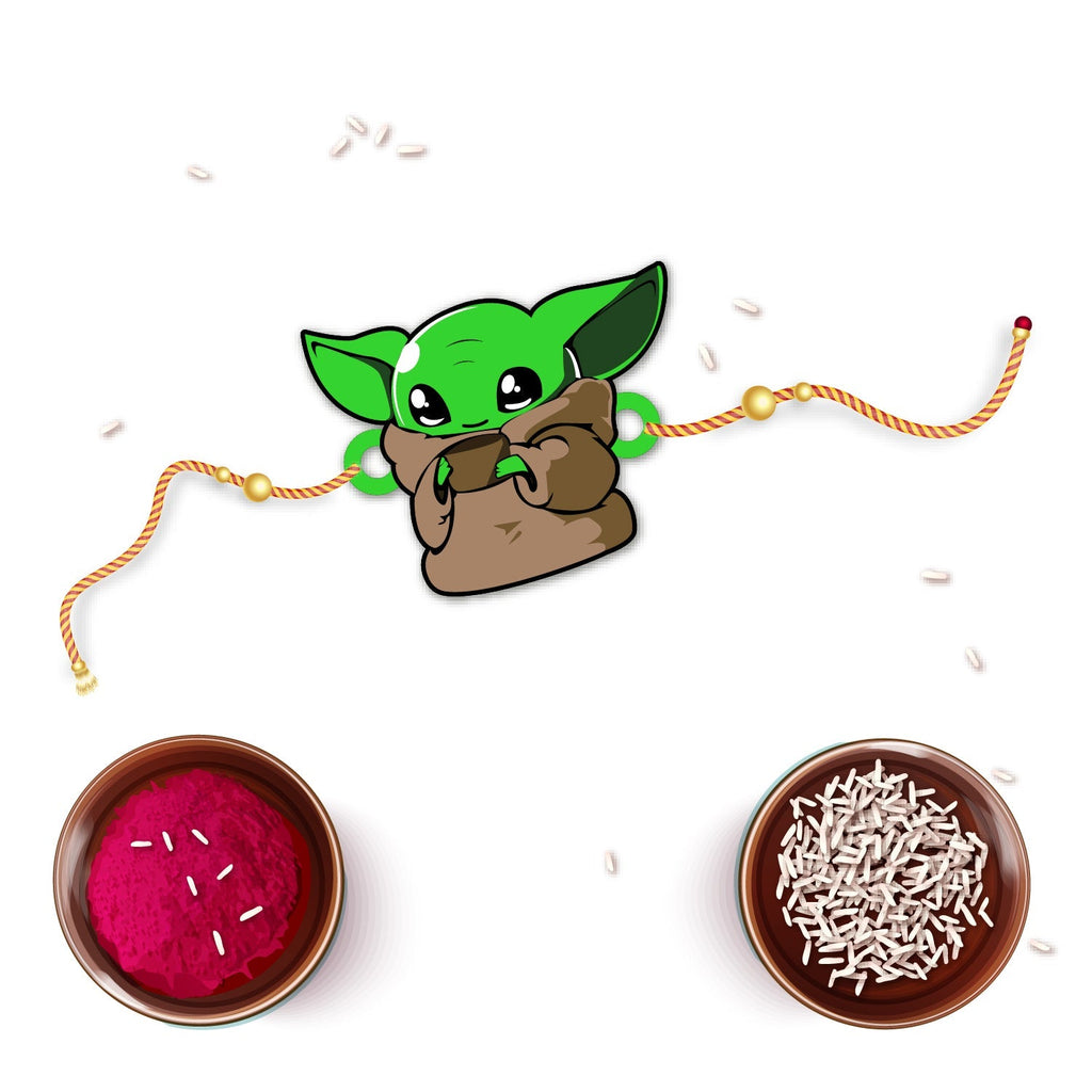 Indianvibez Yoda Wooden Rakhi with Rudraksha, Star Wars Rakhi for Bro, Shop India - Kids Rakhi - Distacart