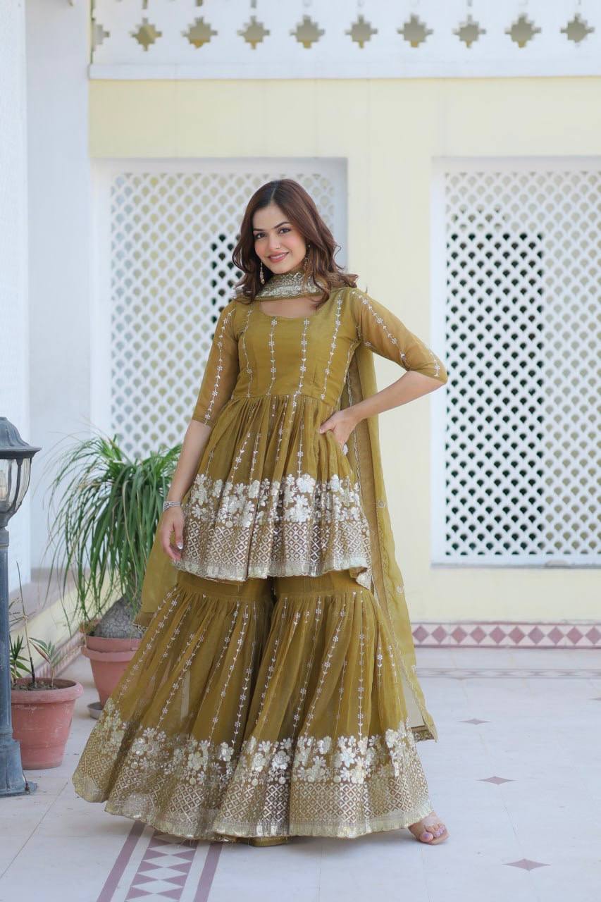 Lehenga Mart Pure Simmer Top & Sharara for womens - Distacart
