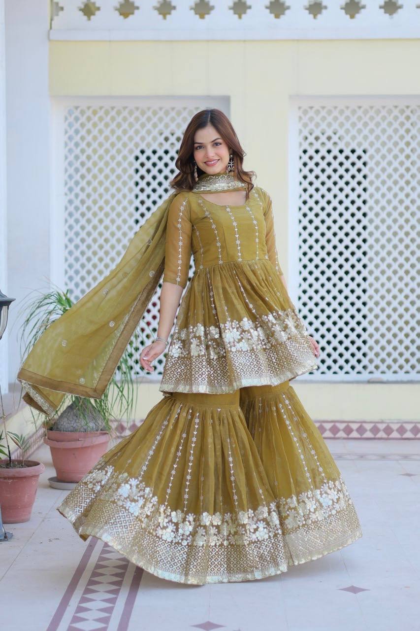 Lehenga Mart Pure Simmer Top & Sharara for womens - Distacart