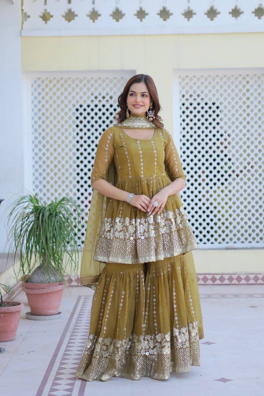 Lehenga Mart Pure Simmer Top & Sharara for womens - Distacart
