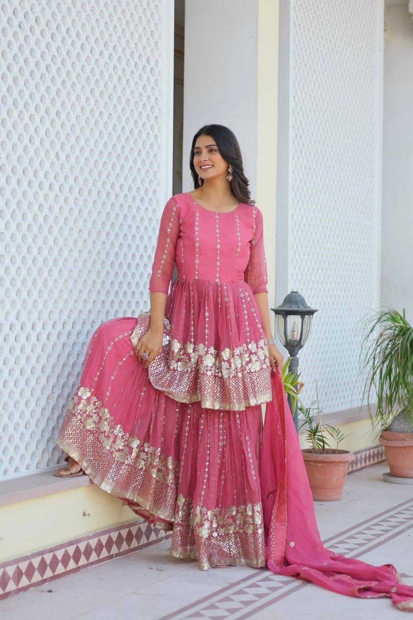 Lehenga Mart Pure Simmer Top & Sharara for womens - Distacart