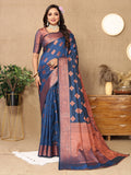 Lorenvalley Fashion Rama Soft Katan Silk Woven Design Copper Zari Weaving Saree