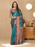 Lorenvalley Fashion Rama Soft Katan Silk Woven Design Copper Zari Weaving Saree