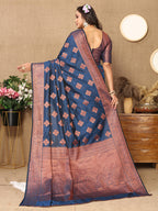Lorenvalley Fashion Rama Soft Katan Silk Woven Design Copper Zari Weaving Saree