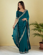 Lorenvalley Fashion Rama Rangoli Silk with Coding Lace Work Saree with Blouse - Distacart