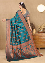 Lorenvalley Fashion Rama Soft Katan Silk Woven Design Copper Zari Weaving Saree