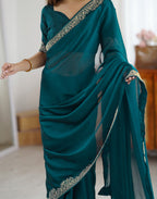 Lorenvalley Fashion Rama Rangoli Silk with Coding Lace Work Saree with Blouse - Distacart