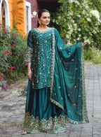 Lehenga Mart Designer Rangoli Suit With Sequence Embroidered Work - Green