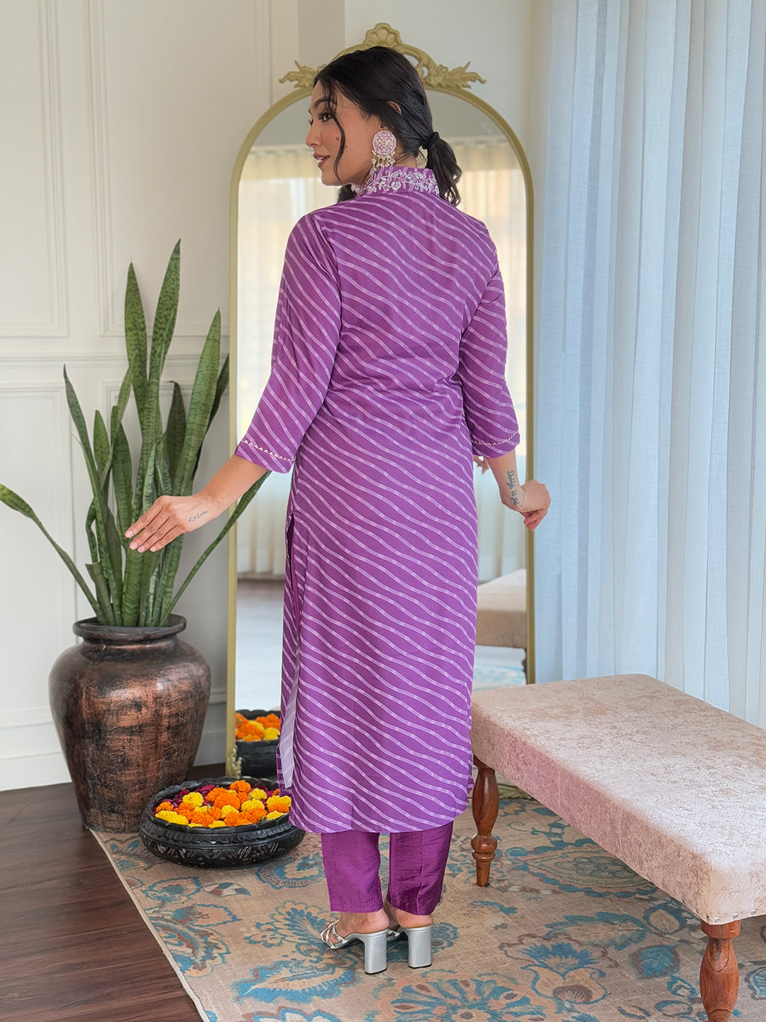 The52 Women's Muslin hand Embroidered Straight Kurta, Pant and Dupatta Set - Distacart