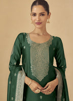 Vegaa Fashion Green Viscose Silk Jacquard Wedding Wear Salwar Suit - Distacart