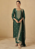 Vegaa Fashion Green Viscose Silk Jacquard Wedding Wear Salwar Suit - Distacart
