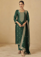 Vegaa Fashion Green Viscose Silk Jacquard Wedding Wear Salwar Suit - Distacart