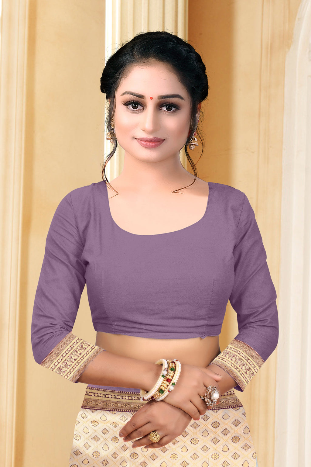 Vedant Vastram Litchi Silk Designer Banarasi Saree - Cream - Distacart