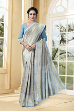 Vedant Vastram Litchi Silk Designer Banarasi Saree - Grey