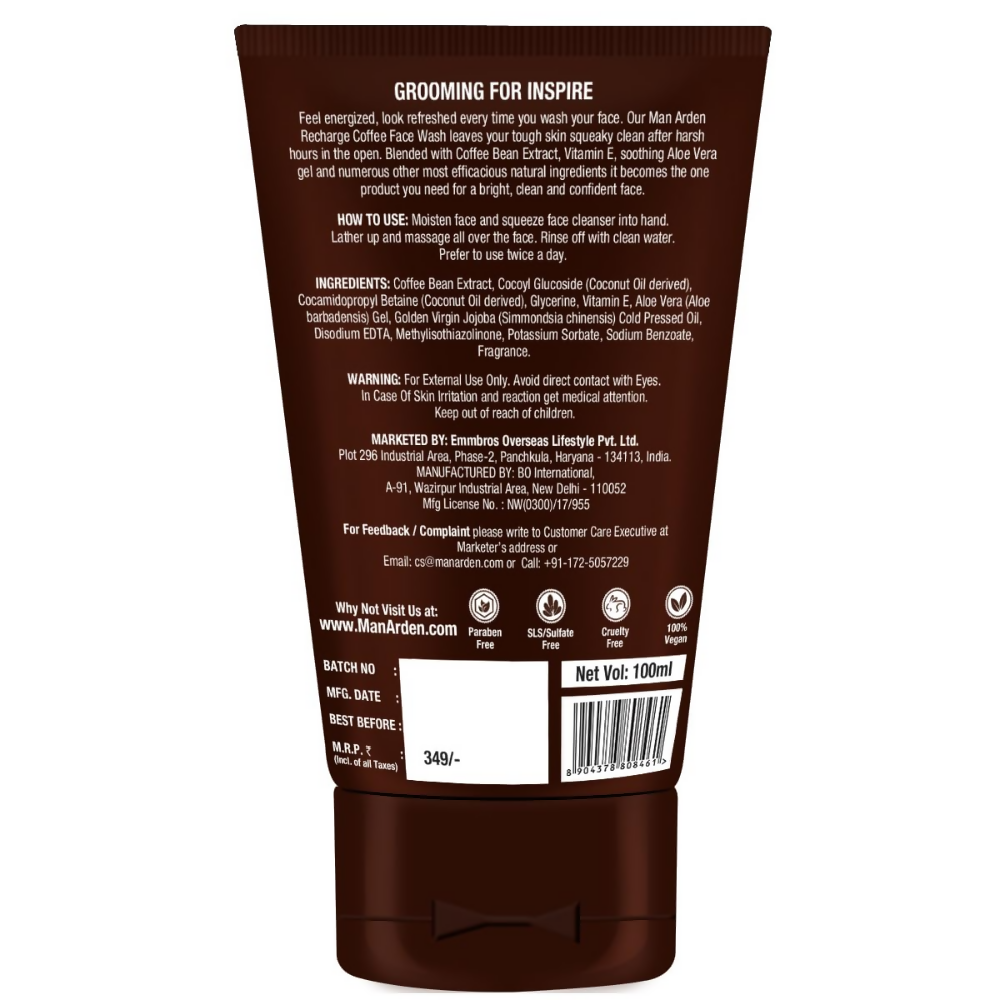 Man Arden Coffee Face Wash - No Parabens, Sulphate, Silicones