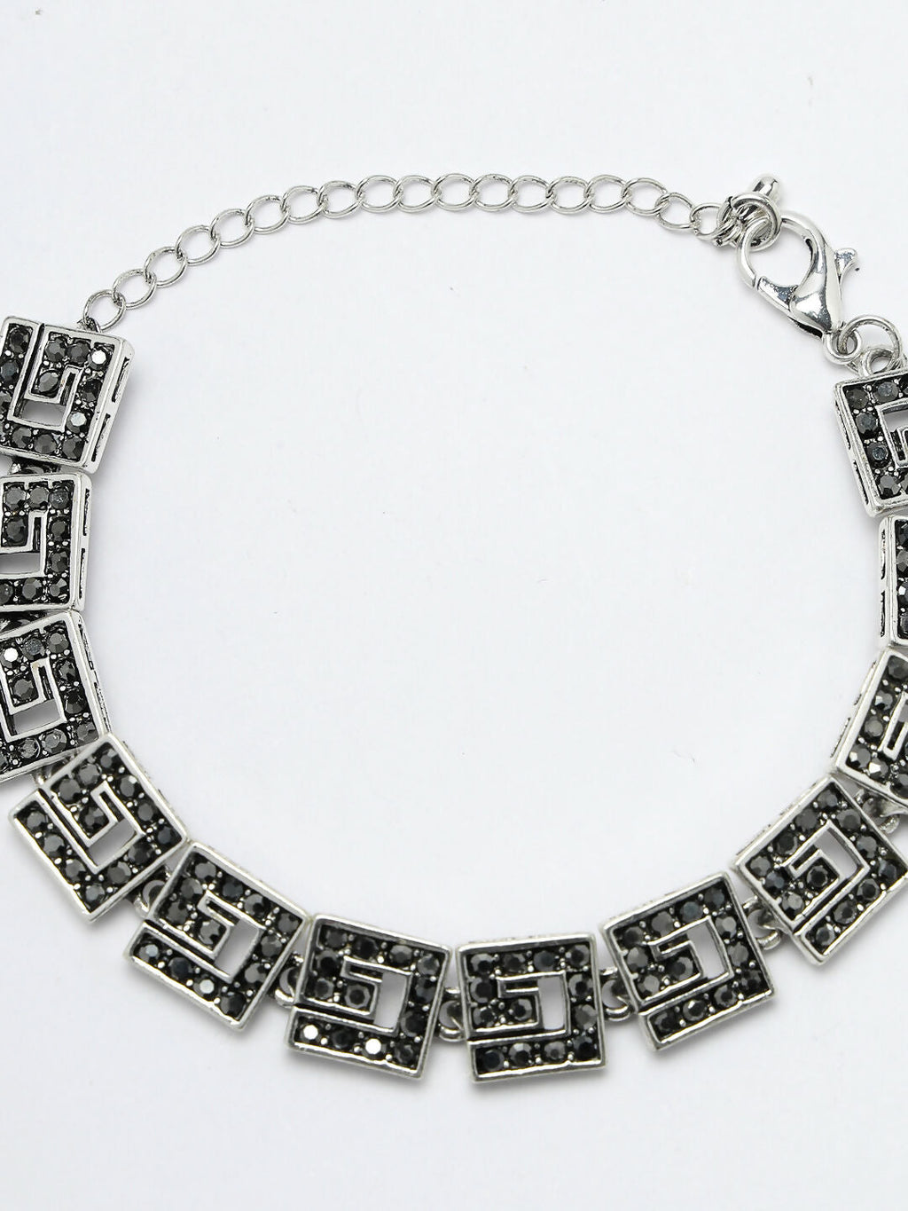 NVR Women American Diamond Rhodium-Plated Link Bracelet - Distacart