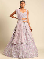 House of Panchhi Lavender Net Sequins and Zarkan embroidery Lehenga choli & Dupatta