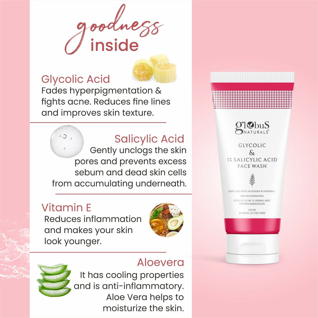 Globus Naturals Glycolic & 1% Salicylic Acid Face wash