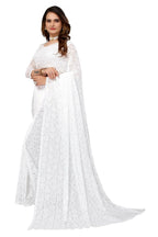 Vamika White Pearls Net Saree - Distacart