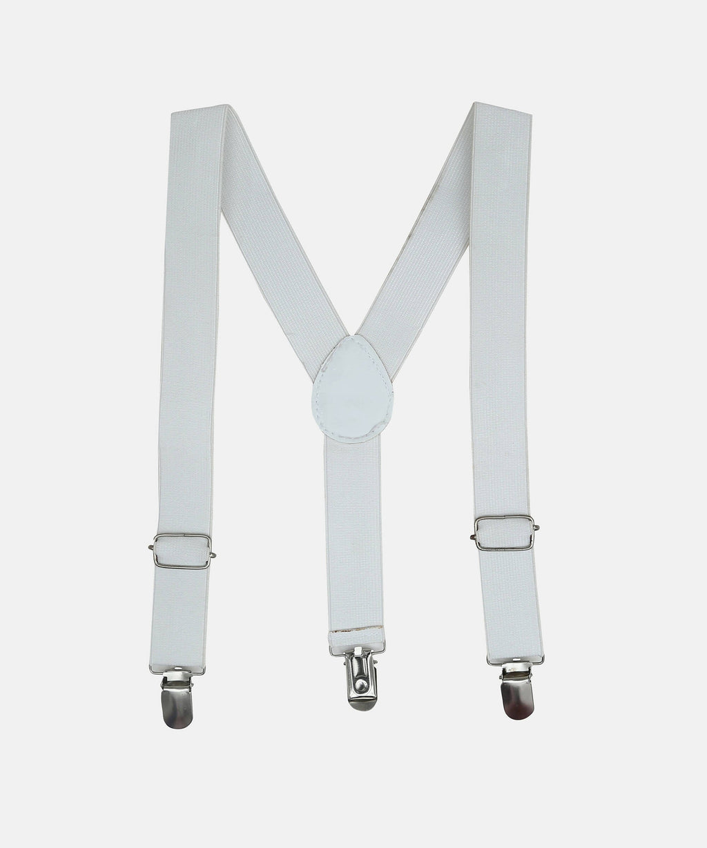 Manet Boys Solid Suspenders - White