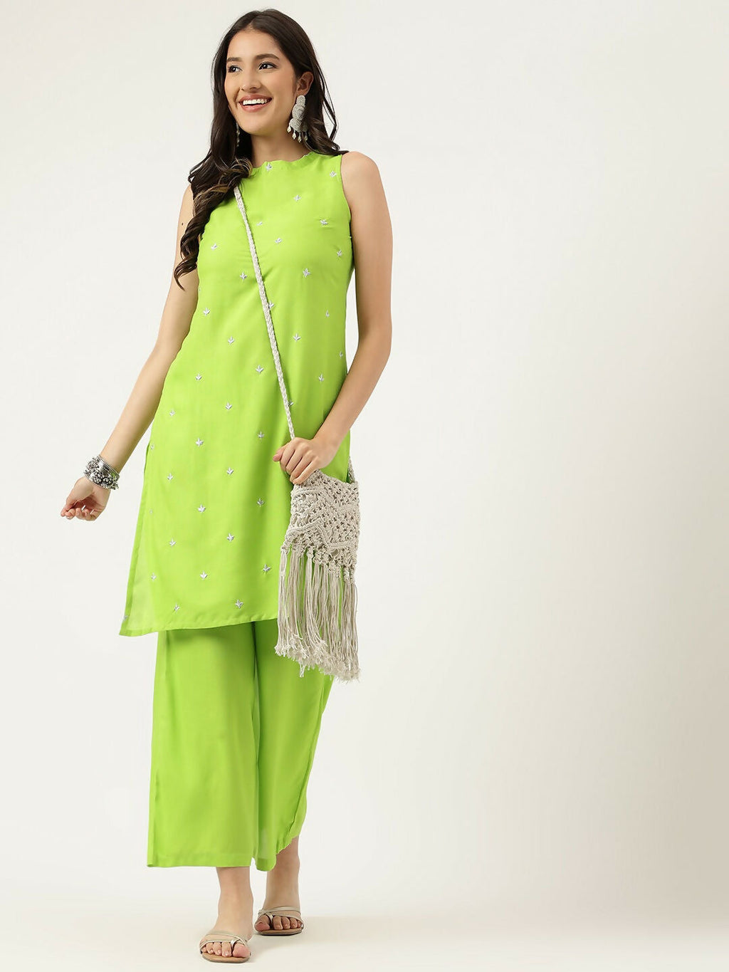 Joban Fashion Green Rayon and Embroidered Work Straight Kurta Bottom Set
