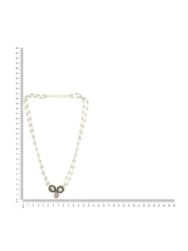 Beaded Chain with Kundan Drop necklace ru raang - Ruby Raang