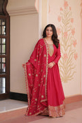 Joban Fashion Pink Georgette Sequence Embroidery Work Kurta Set - Distacart