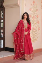 Joban Fashion Pink Georgette Sequence Embroidery Work Kurta Set - Distacart
