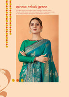 Blue Kanjivaram two tone Silk Woven Design Saree With Unstitched Blouse Piece - Norita Royal Pradha