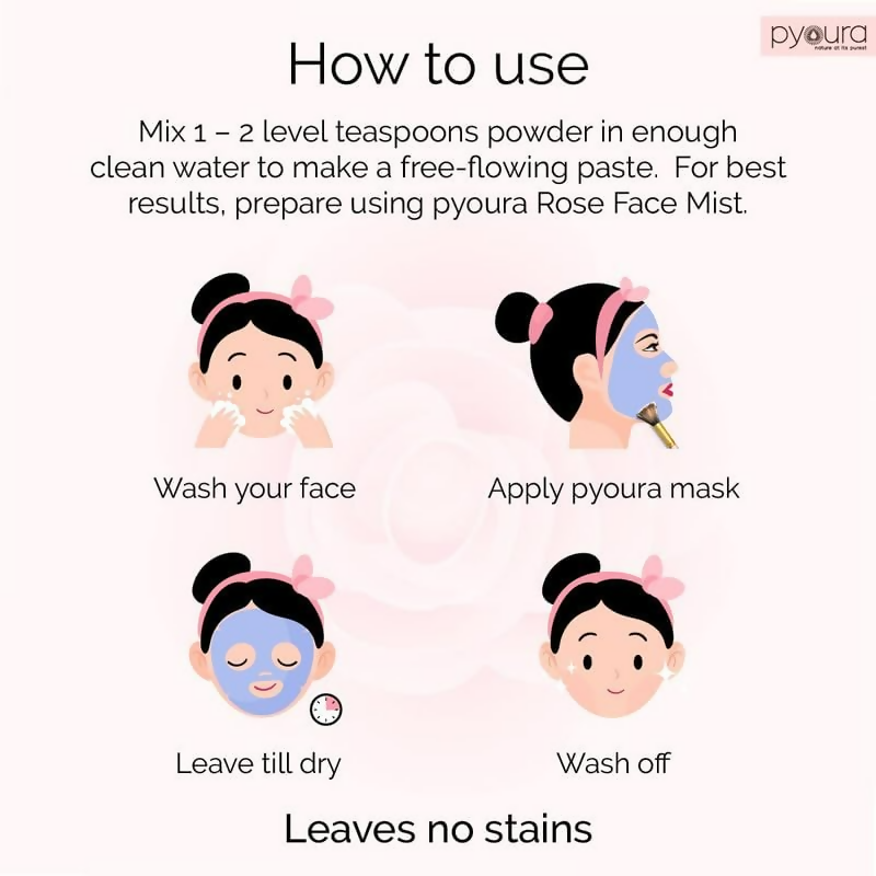 Pyoura Rose Face Mask No Clay Only 100% Pure Rose Petal Powder