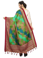 Vamika Red Printed Khadi Bhagalpuri Dupatta