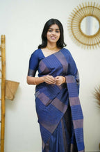 Partywear Designer Blue Banarasi Silk Fancy Saree - Starwalk