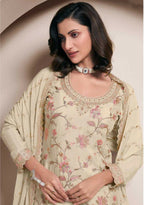 Anaita Off White Heavy Chinon With Embroidery Sharara Suit (bottom Stitched) - Distacart