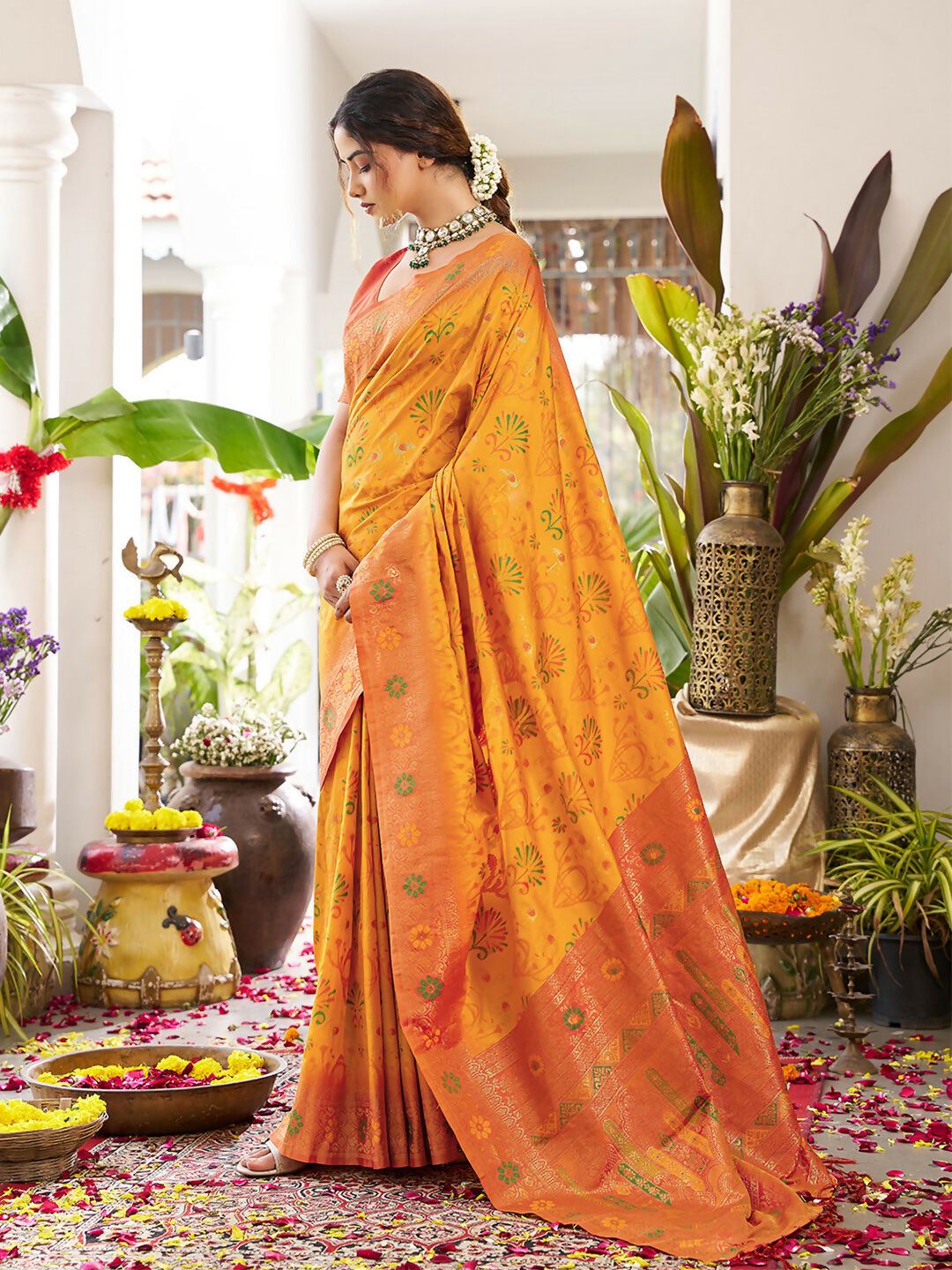 Shree Shyam Fashion Yellow Soft Silk Saree - Distacart