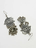 NVR Women's Silver-Toned Elephant Design German Silver Oxidised Dome Shaped Jhumka Earrings - Distacart