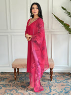 The52 Floral Rayon Fabric Straight Kurta, Pant and Dupatta Set - Distacart
