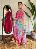The52 Floral Chanderi Silk Fabric Straight Kurta, Pant and Dupatta Set - Distacart