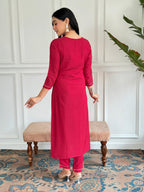 The52 Floral Rayon Fabric Straight Kurta, Pant and Dupatta Set - Distacart